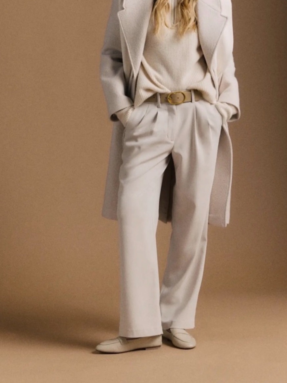 Quince Crepe Pleaded Wide-Leg Dress Pants